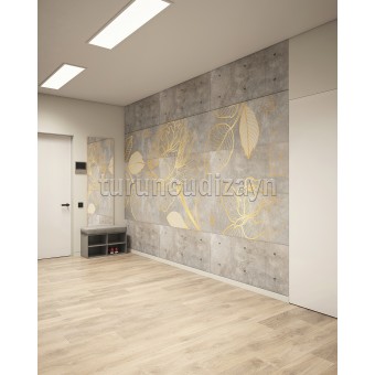 Altın Çiçek Deseni Baskılı Duvar Kağıdı 271299490