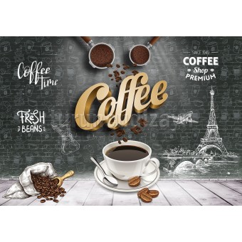 Kahve Dükkanı Grafik Baskılı Duvar Kağıdı 271299590