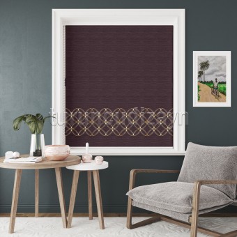 Bordo Üzerine Elmas Desen Baskılı Stor Perde 280100