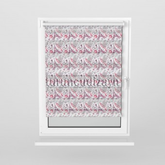 Pembe Paris Eyfell Baskılı Zebra Stor Perde-1530