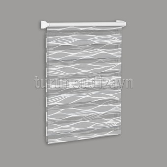 Gri Dalga Deseni Baskılı Zebra Perde 14502