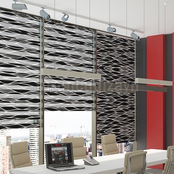 Siyah Dalga Deseni Baskılı Zebra Perde 14503