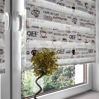 Coffee Grafik Baskılı Zebra Perde 4099