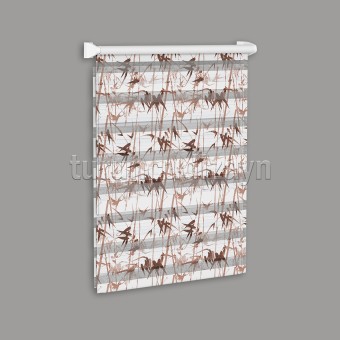Kahverengi Sazlık Baskılı Zebra Perde 80363