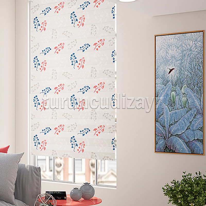 Çiçek Desen Baskılı Zebra Perde 92151