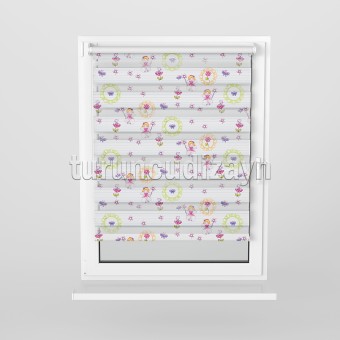 Peri ve Çiçekler Baskılı Zebra Perde 92290