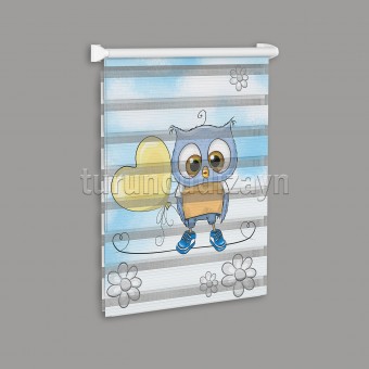 Baykuş Pano Baskılı Zebra Perde-70301