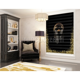 Afro Beauty Pano Baskılı Zebra Perde-70323