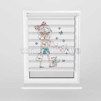 Moda Genç Kız Pano Baskılı Zebra Perde 70560